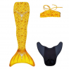 Kostým mořské panny Kuaki Mermaids - ocas, monofin ploutev a vrchní díl plavek - set 3 ks - Gold