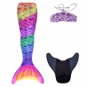 Kostým mořské panny Kuaki Mermaids - ocas, monofin ploutev a vrchní díl plavek - set 3 ks - Rainbow