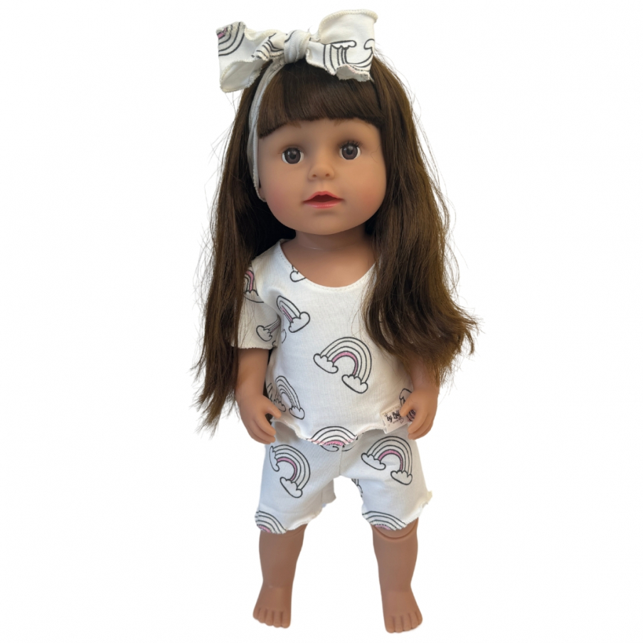 Set oblečení a čelenka pro panenku Baby Born 43cm - Boho - Rainbows