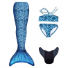 Kostým mořské panny Kuaki Mermaids - ocas, monofin ploutev a plavky - set 4 ks - Blue