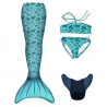 Kostým mořské panny Kuaki Mermaids - ocas, monofin ploutev a plavky - set 4 ks - Turquoise